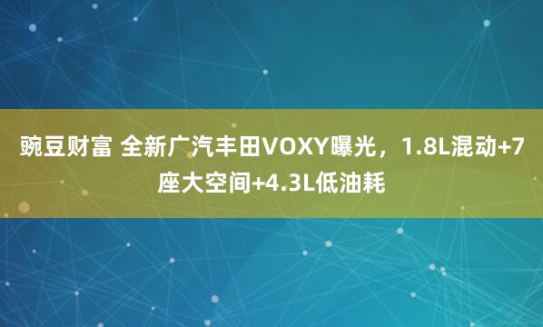 豌豆财富 全新广汽丰田VOXY曝光，1.8L混动+7座大空间+4.3L低油耗